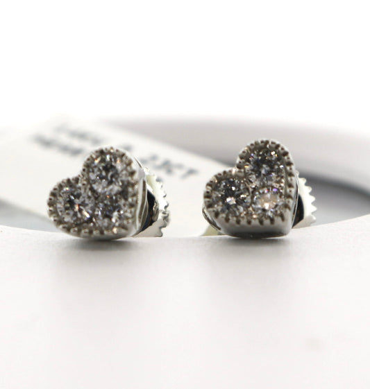 14K White Gold 0.23CT Heart Earrings