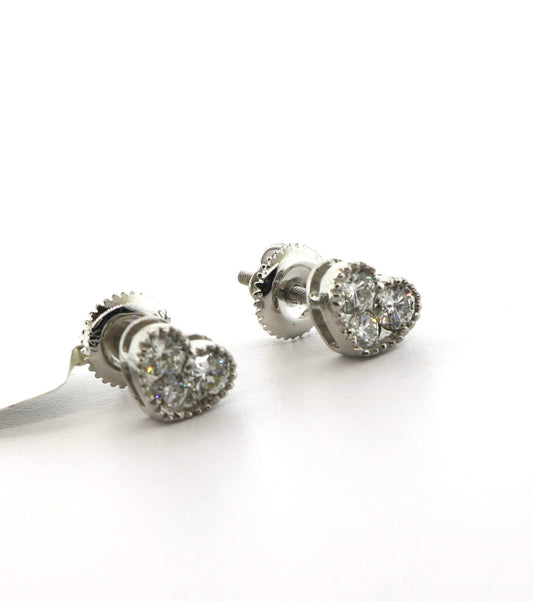 14K White Gold 0.50CT Heart Earrings