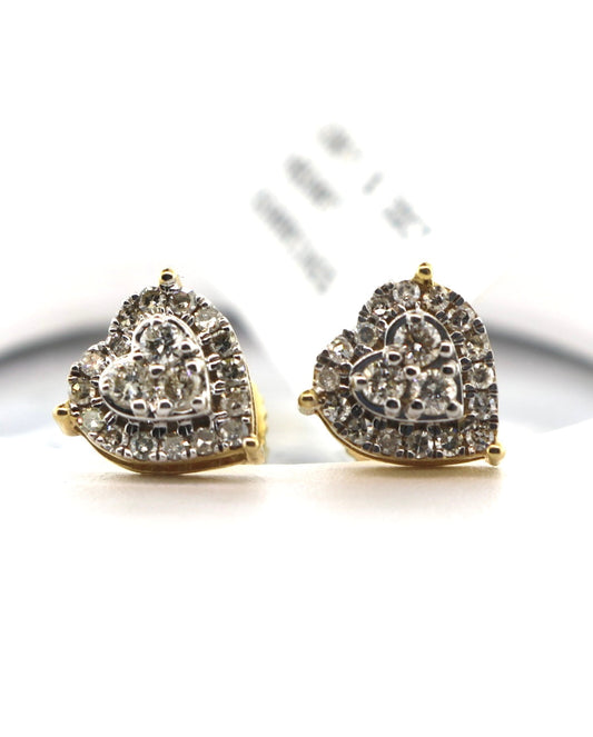 10K Yellow Gold 0.30CT Heart Earrings