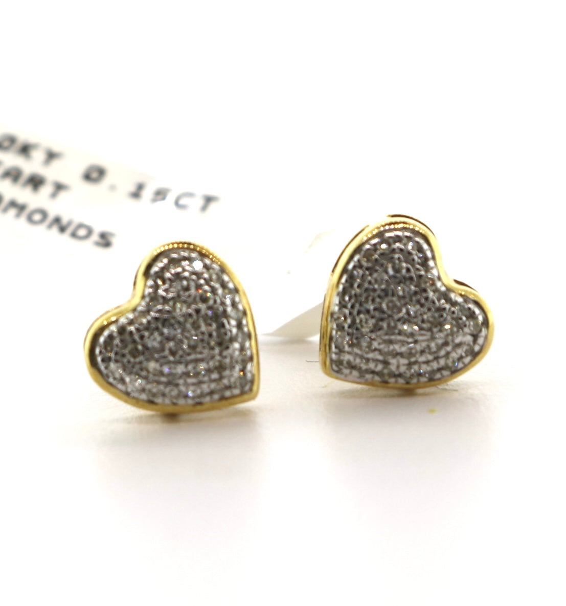 10K Yellow Gold 0.15CT Heart Diamond Earrings