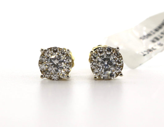 14K White Gold 0.78CT Diamond Cluster Earrings