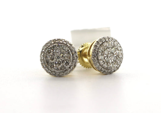 10K Yellow Gold 0.54CT Diamond Halo Earrings