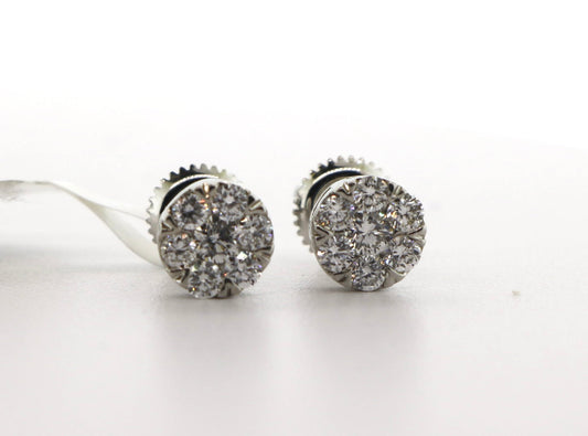 14K White Gold 0.50CT Diamond Flower Cluster Earrings