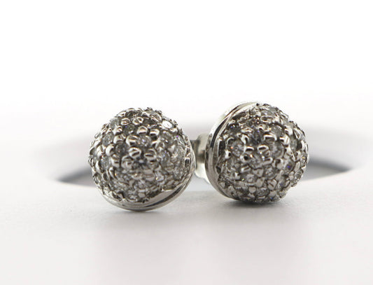 0.90CTW RDS Pave Dome Earrings