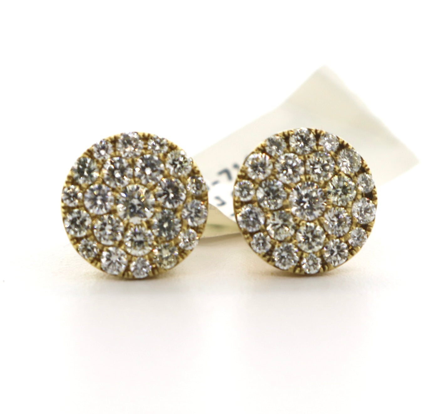 10K Yellow Gold 1.15CT Diamond Cluster Earrings