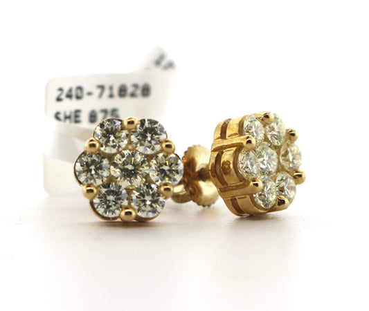 10K Yellow Gold 1.50CT 7RD Diamond Earrings