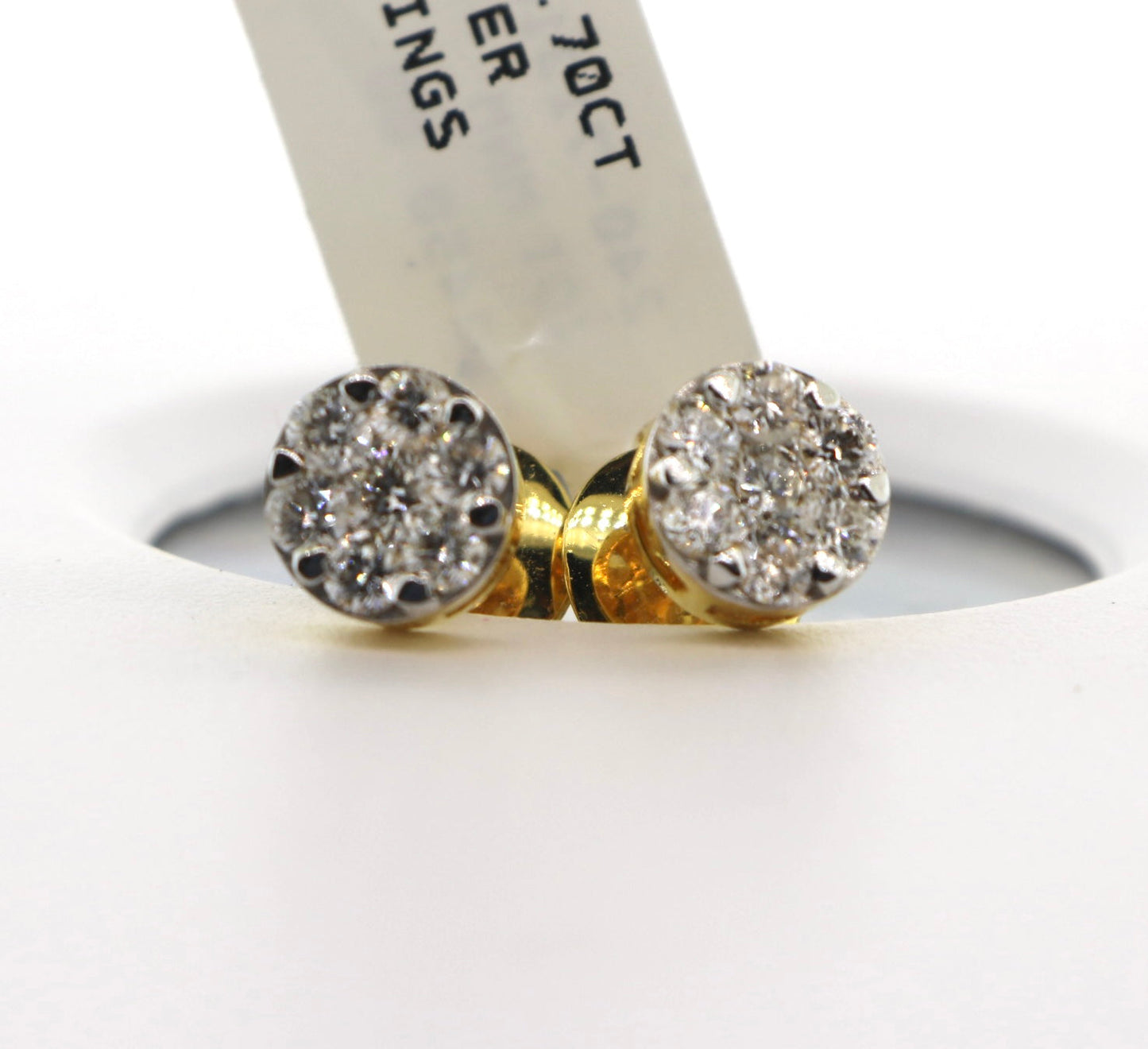 14K Yellow Gold 0.70CT Diamond Cluster Earrings