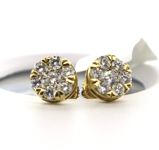 14K Yellow Gold 0.96CT Diamond Earrings