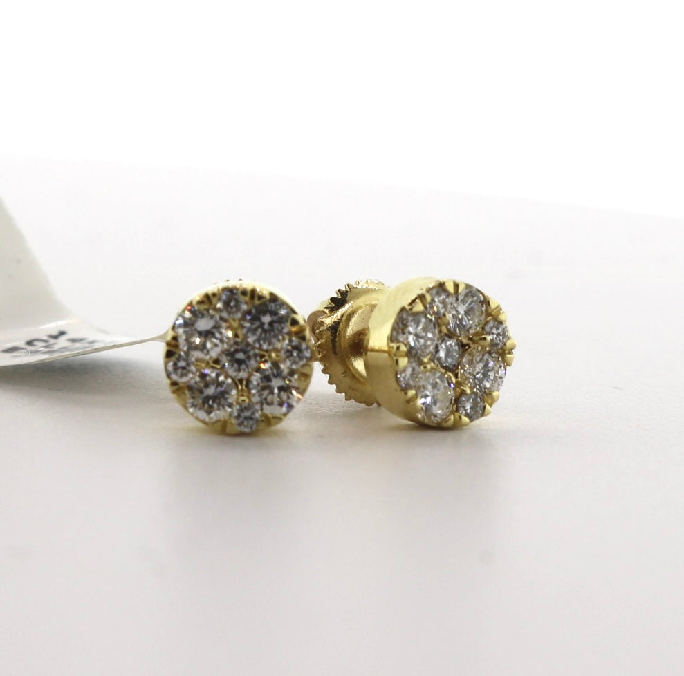 14K Yellow Gold 0.69CT Diamond Cluster Earrings