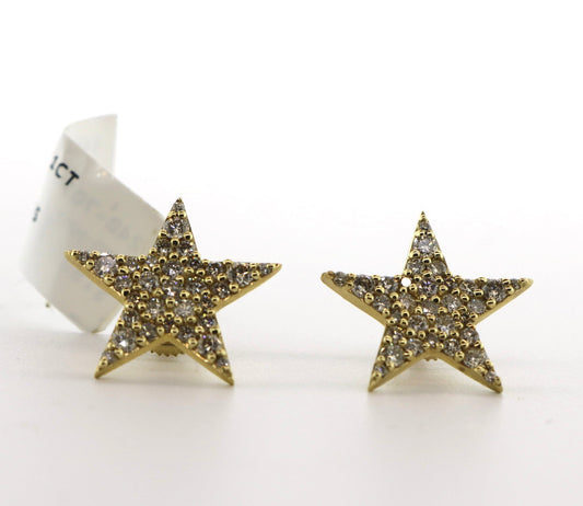 14K Yellow Gold 1CT Diamond Star Earrings