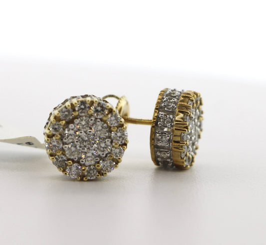 14K Yellow Gold 1.30CT RND 3D Earrings