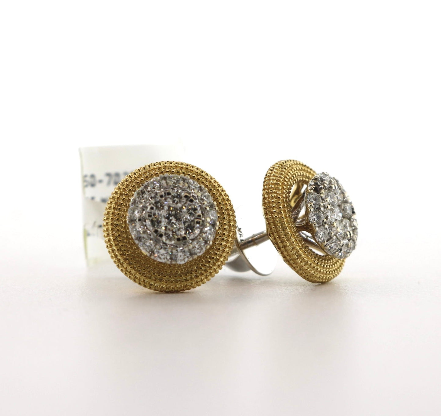 18K Two Tone Gold 1CT Cluster Diamond Earrings