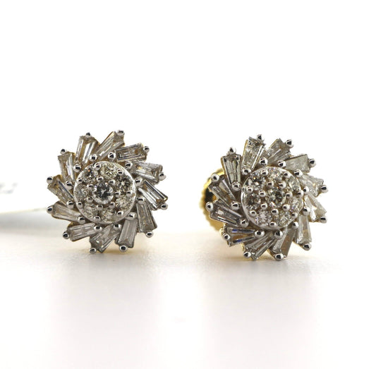 10K Yellow Gold 0.56CT Bagg Flower Diamond Earrings