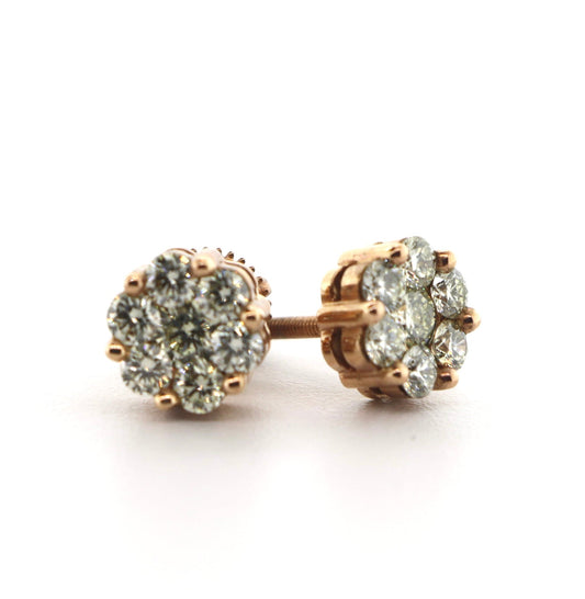 10K Rose Gold 1CT 7RD Diamond Earrings