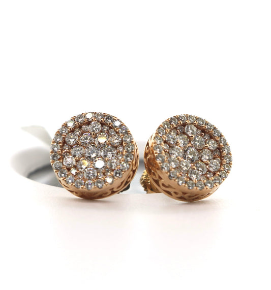 14K Rose Gold 1.46CT Diamond Cluster Earrings