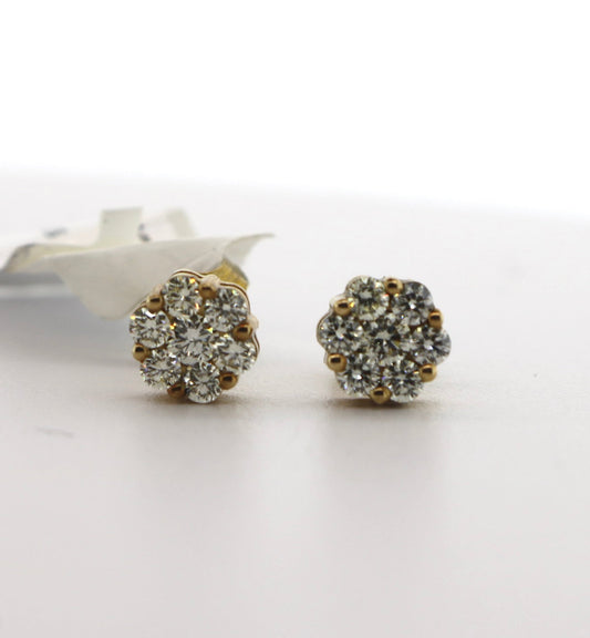 10K Yellow Gold 0.65CT Flower Earrings