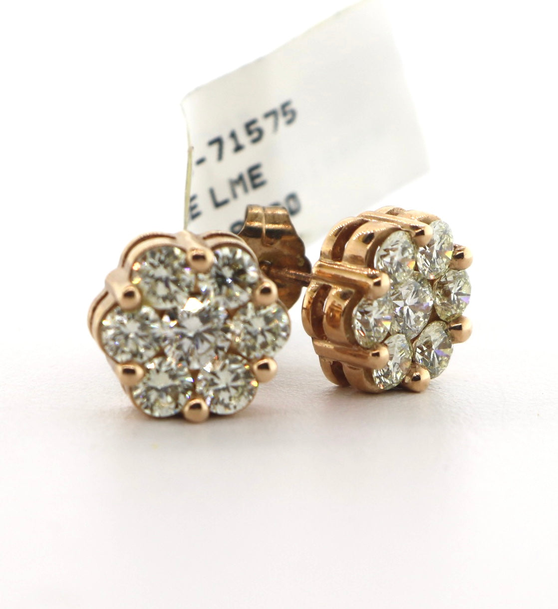 10K Rose Gold 1.50CT 7RD Diamond Earrings