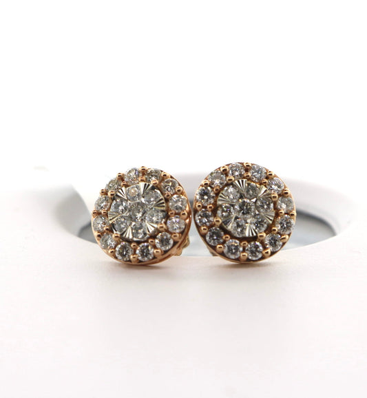 14K Rose Gold 1CTW Diamond Earrings