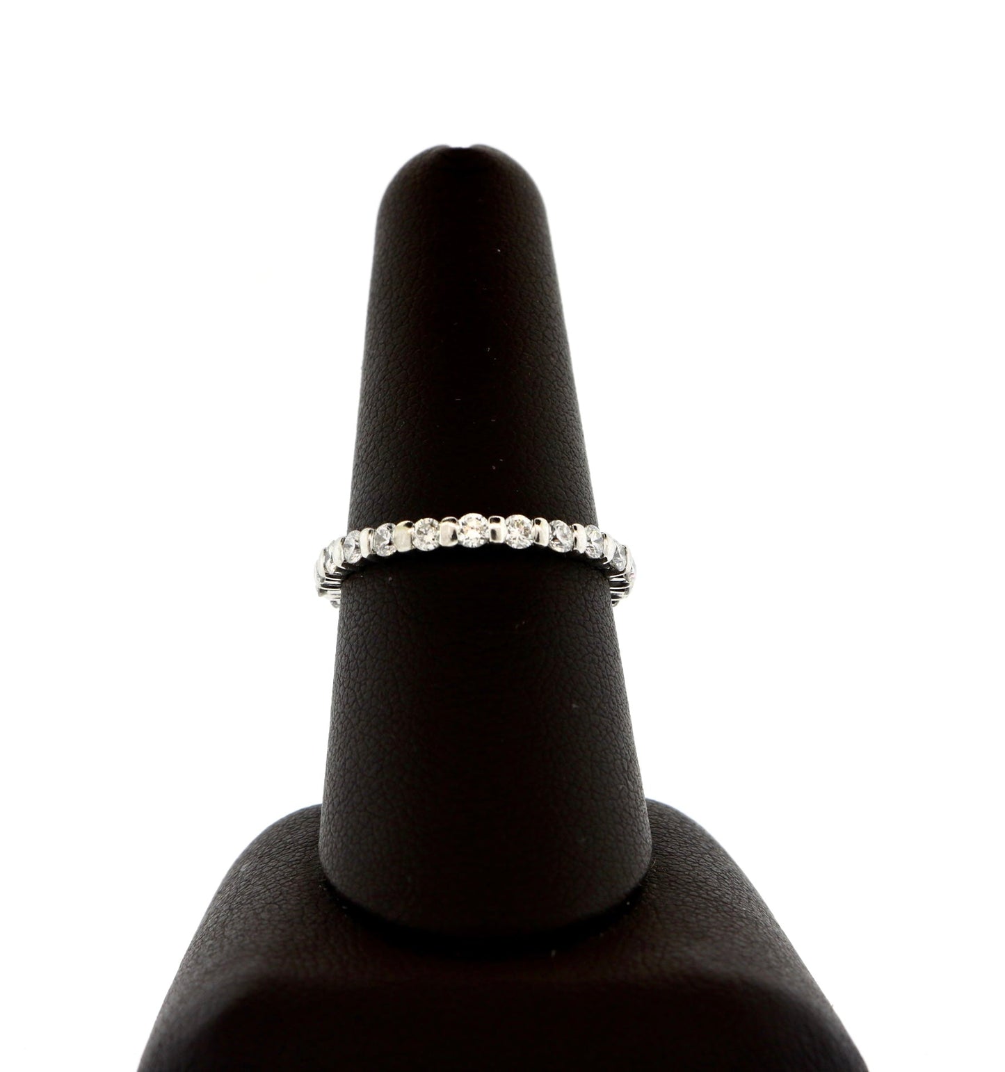 14K White Gold 1CT Round Stones Eternity Wedding Band