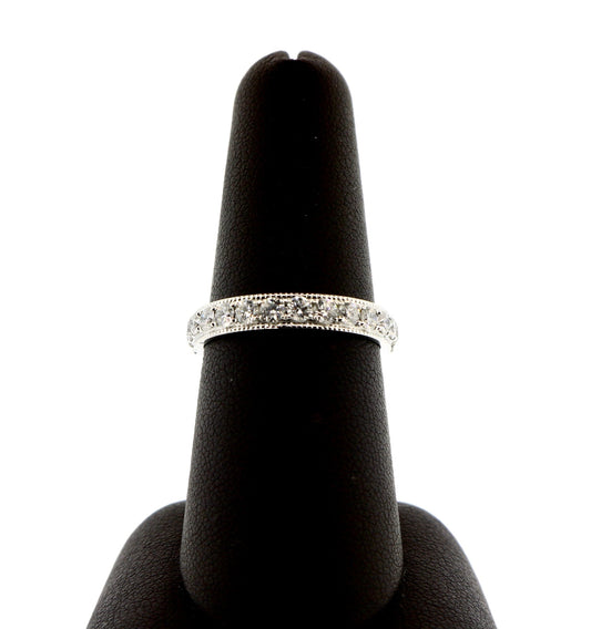 14K White Gold 0.75CT RD Miligrain Diamond Band