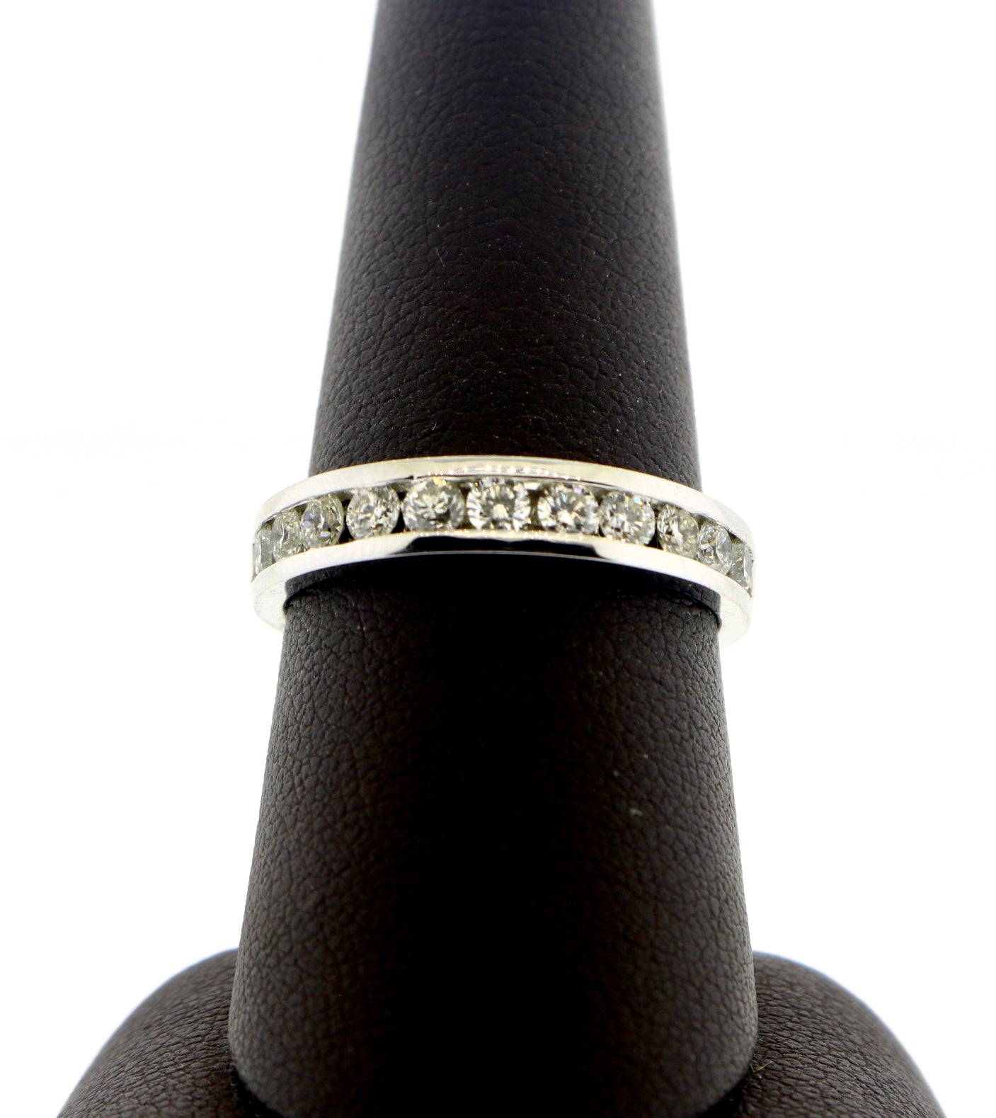 14K White Gold 0.75CT 11 RD Channel Diamond Band