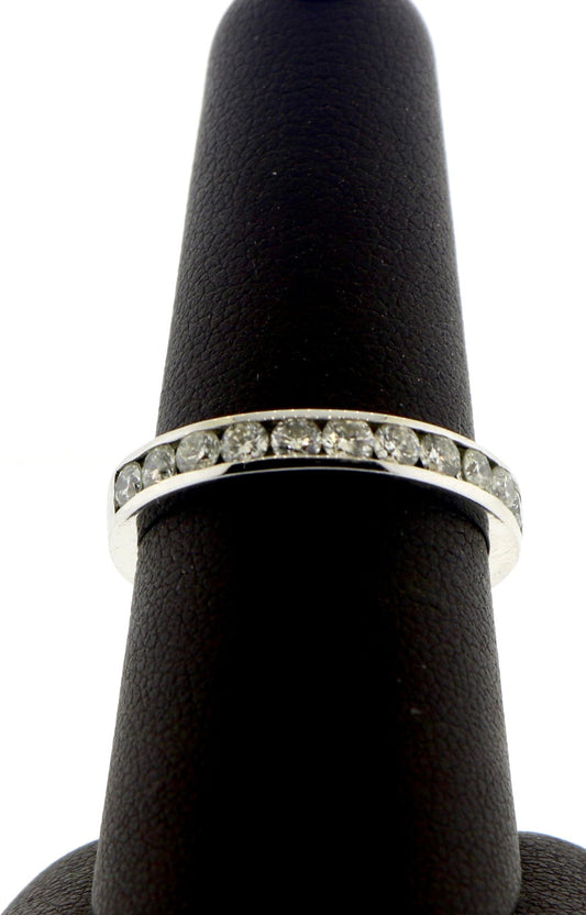 14K White Gold 0.75CTW RND LDS Wedding Band