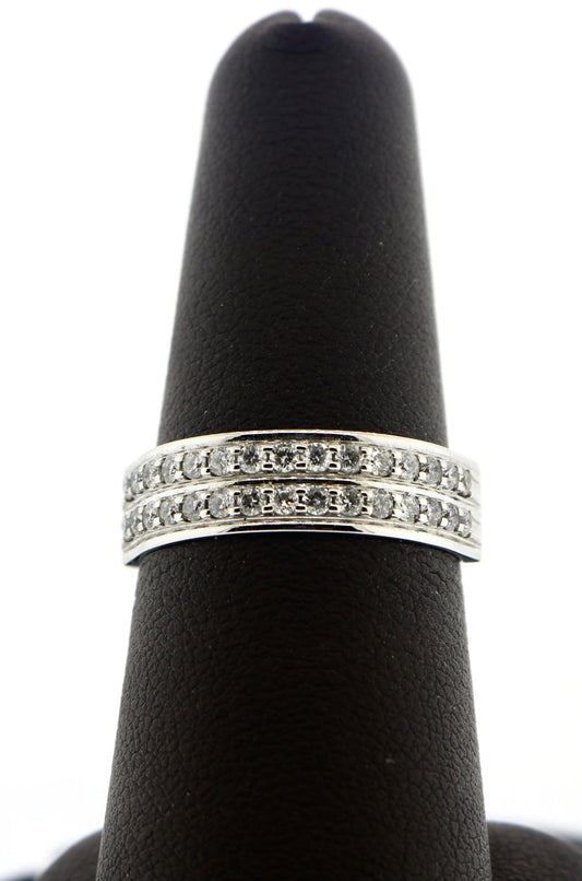 14K White Gold 0.50CT 2 Row Diamond Band