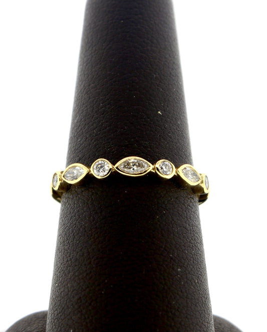 14K Yellow Gold 0.35CT MARQ/RD Diamond Band