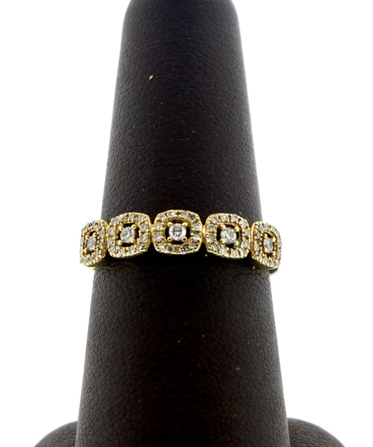 10K Yellow Gold Halo 0.50CT Diamond Band