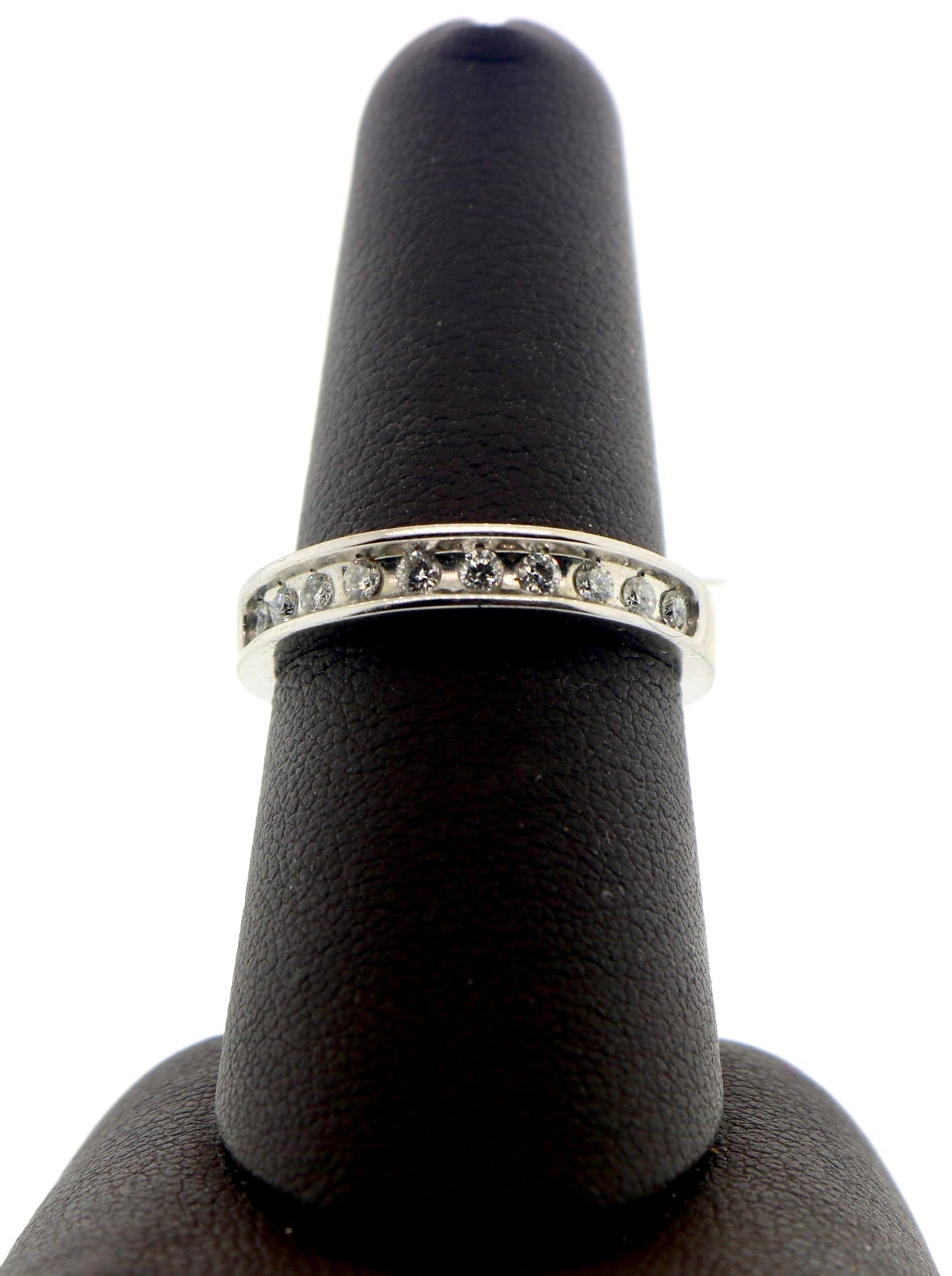 14K White Gold 0.50CTW RND Channel 10 Stone LDS Wedding Band