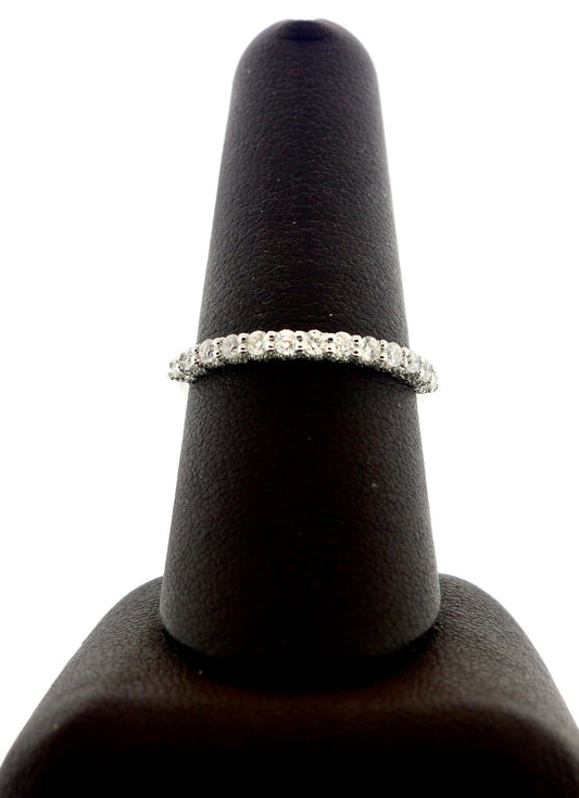 14K White Gold 0.52CT Diamond On Prong Wedding Band