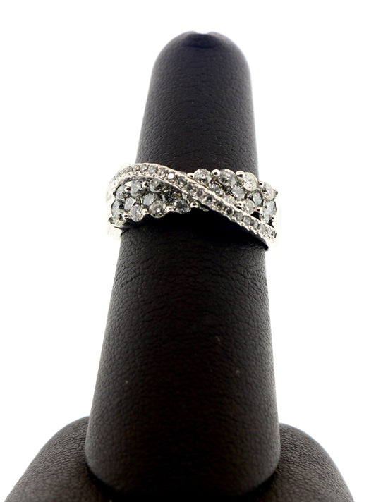 14K White Gold 1.0CTW RDS Swirl Diamond Band