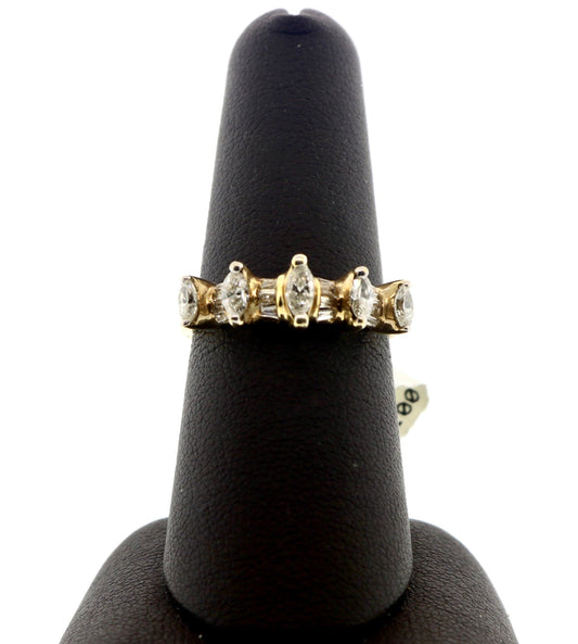 14K Yellow Gold 1.25CTW MQ/BGTS Diamond Band