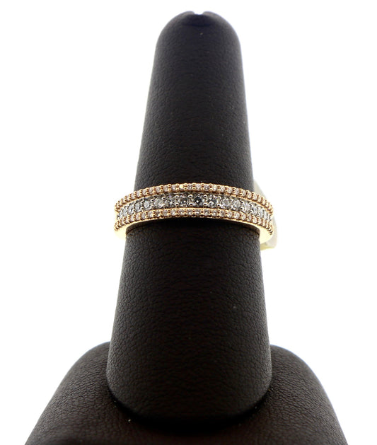 14K Rose Gold Two Tone 0.50CT Diamond Band