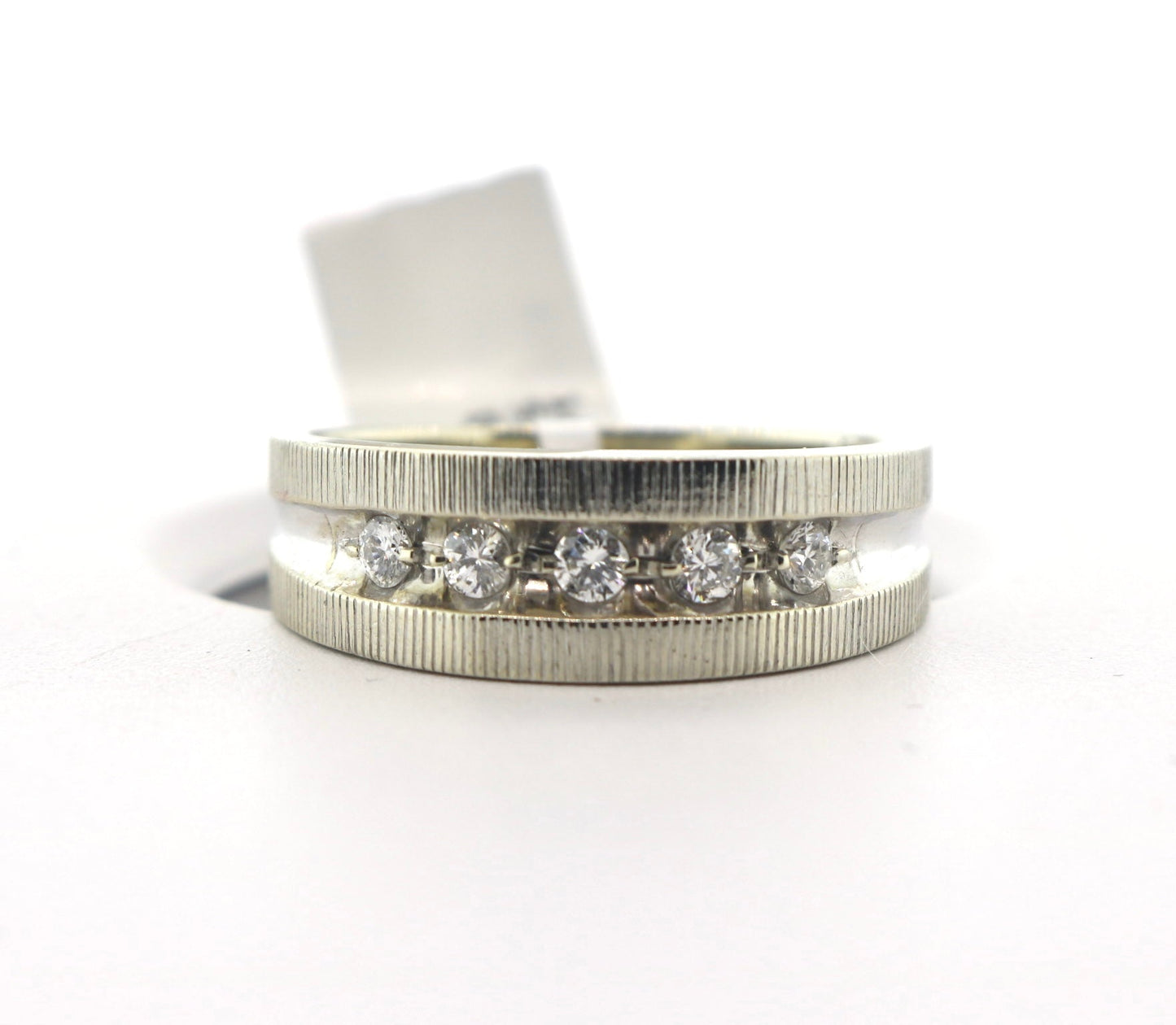 14K White Gold 1CTW 5 RD 10.3 Grams Brush & Polish Diamond Band