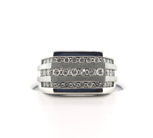 10K White Gold 1CT Diamonds 10.2 Grams Mens Ring