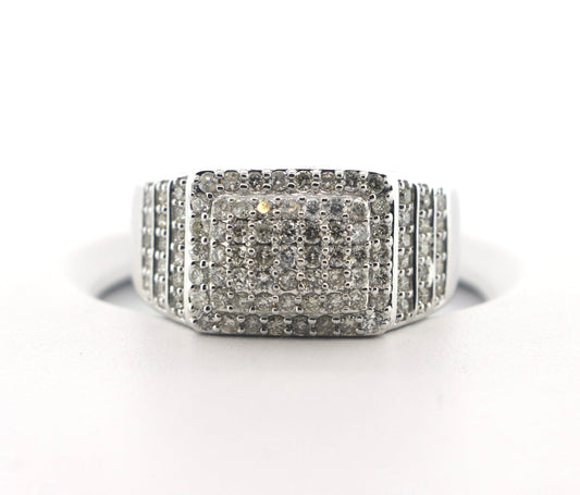 10K White Gold 1CT Square Halo Diamond Ring