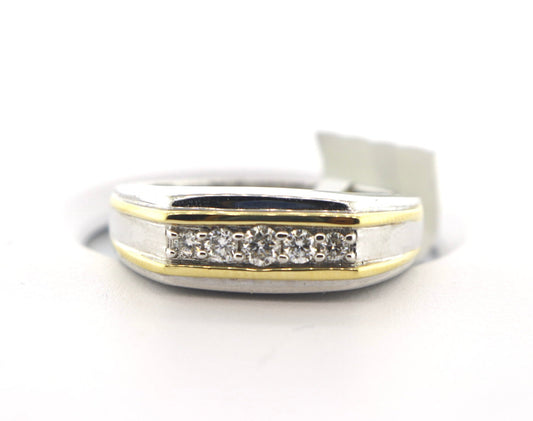 14K Two Tone 0.25CT Mens Ring