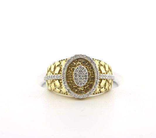 10K Yellow Gold 0.56CT Oval RD Nugg Ring