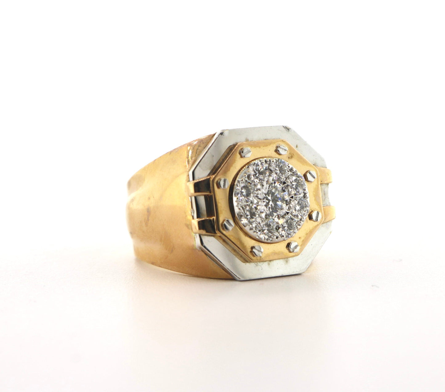 18K Yellow Gold 0.96CTW Diamond Cluster Fashion Ring