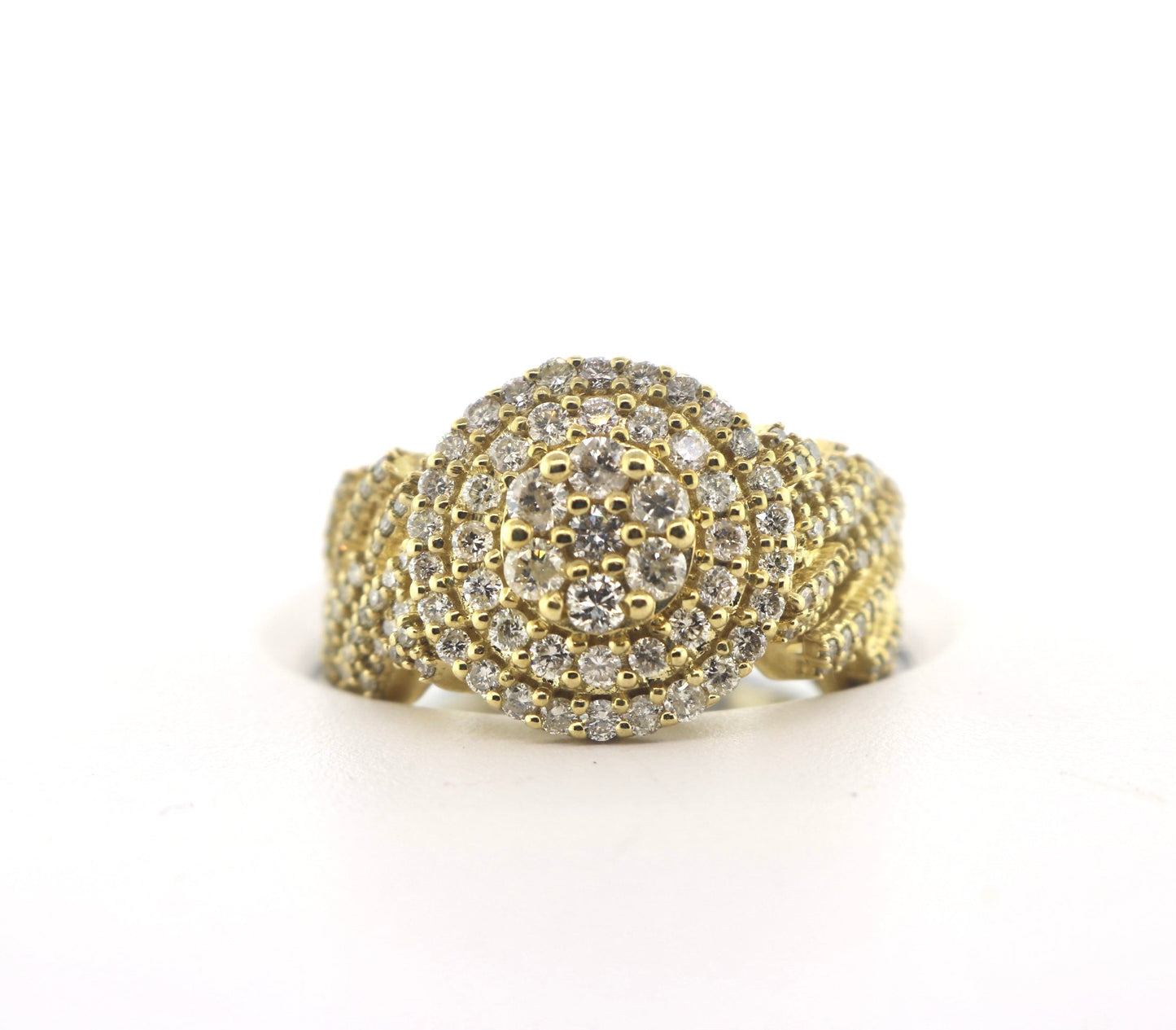 10K Yellow Gold 2.5CT RND Cuban Mens Ring