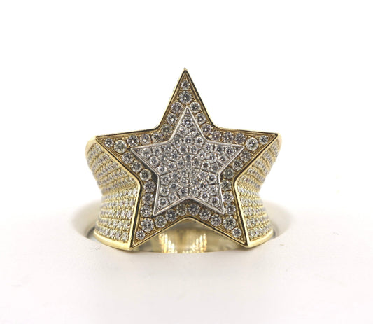 14K Yellow Gold 6.49CTW Diamond 17.74 Grams Star Ring