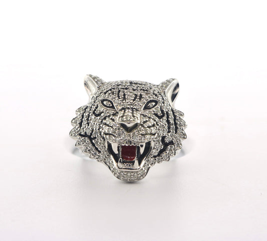 10K White Gold 1.11CT Tiger Ring