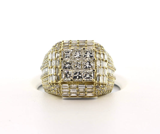 10K Yellow Gold 4CT Bagg/RD Mens Ring