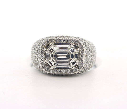 14K White Gold 5.80CT EMR STY Diamond Ring