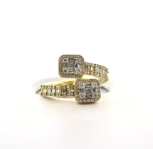 14K Yellow Gold 1.5CT Bagg/RD 11.6 Grams Diamond Ring