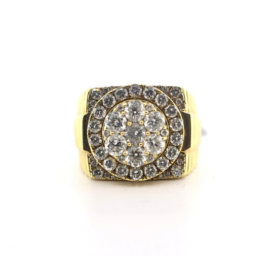 14K Yellow Gold 3.50CTW RNDS Diamond Mens Ring