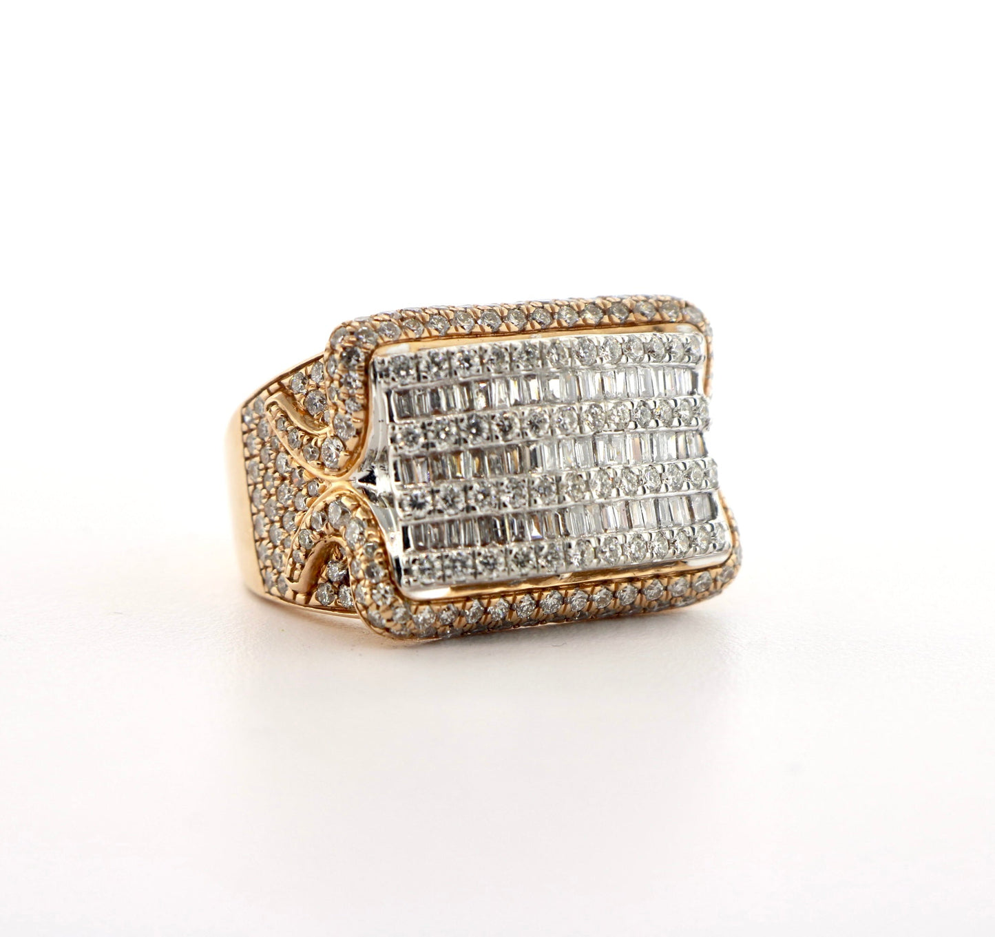 18K Rose Gold 2CTW Bagg/RD SZ 9.25 12 Grams Diamond Ring