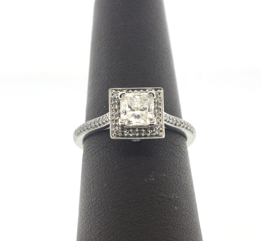 14K White Gold 0.75/0.20CT PRN Diamond Ring