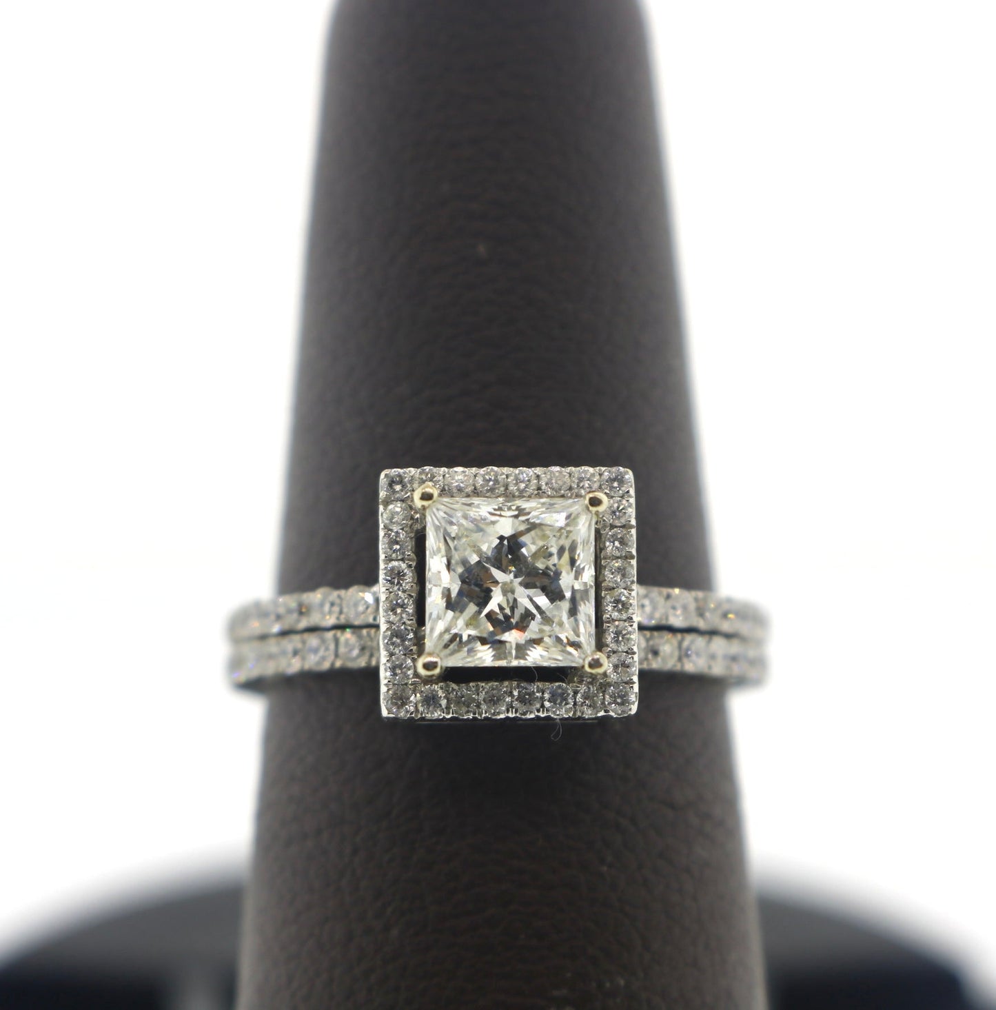 14K White Gold 1.04PR/1.03 Eternity G/VS2 Halo Bridal ring